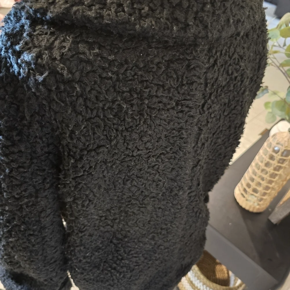 Free People Women’s Soft Faux Teddy Shearling Peacoat Coat In Black S